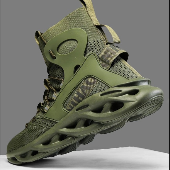 Green High-Top Men's Shoes - Picture 1 of 7